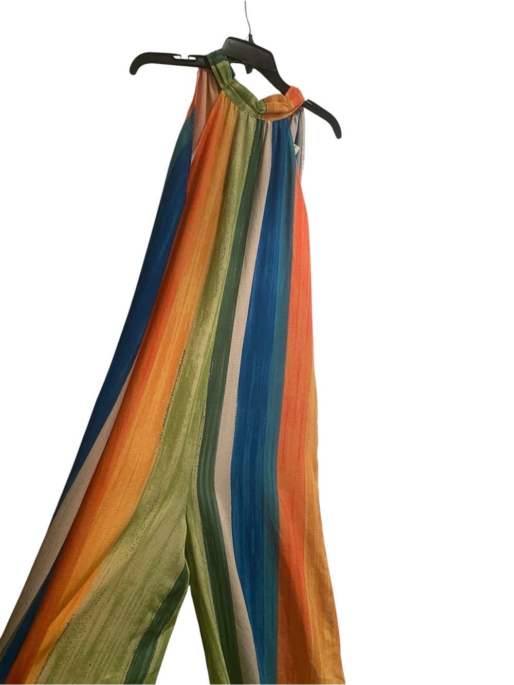 Women’s Rainbow Wide Leg Jumpsuit Peep Hole Back Vibrant Sleeveless size S - Picture 7 of 16